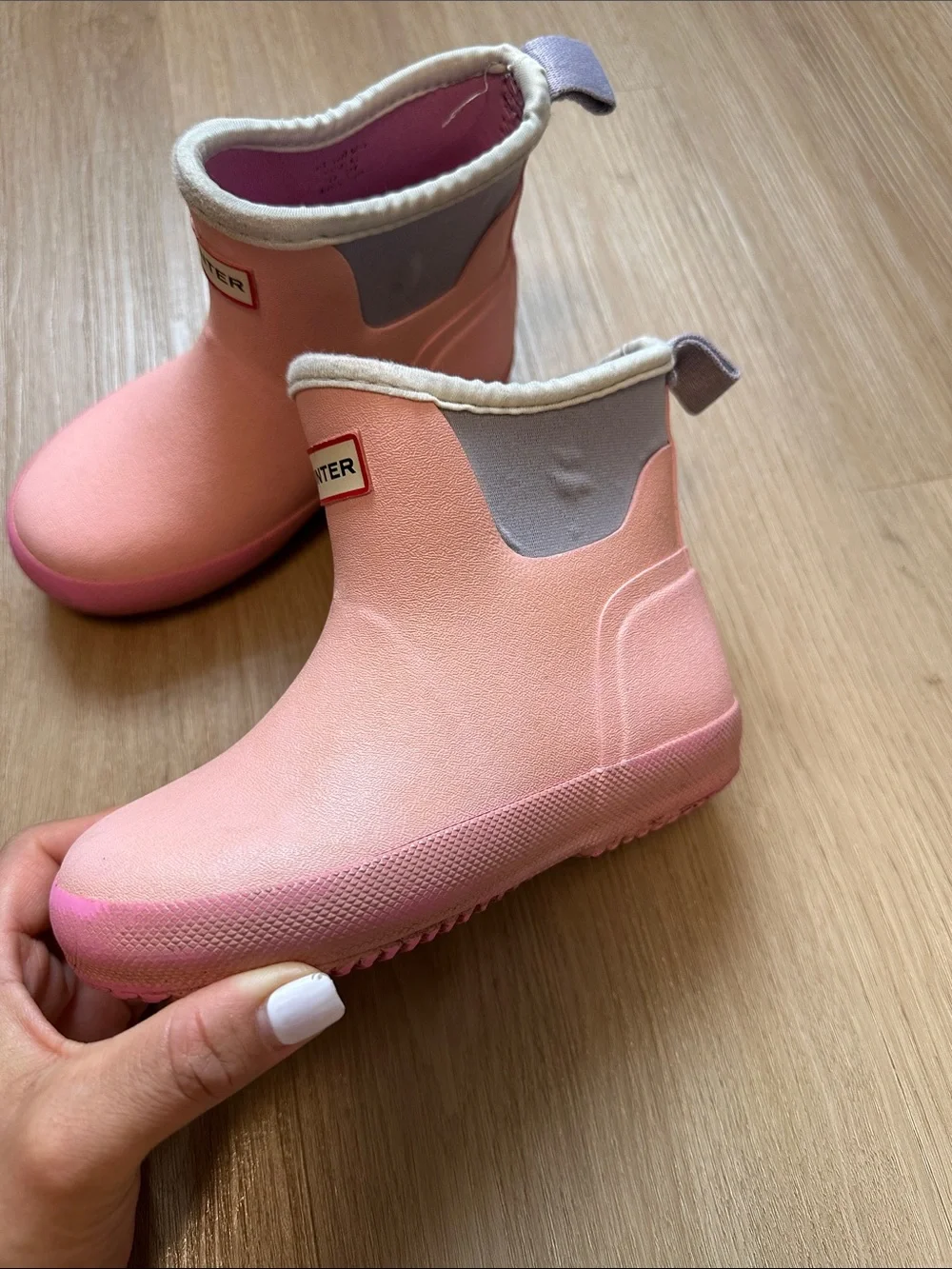Hunter Pink Kids Waterproof Ankle Rain Boots